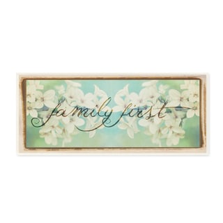 Stupell 'Family First With White Flowers' Wall Plaque Art on Wood