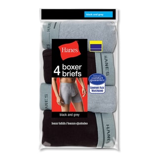 Tagless 2XL Men's Boxer Assorted Black/Grey Boxer Briefs with Comfort Flex Waistband (Pack of 4)