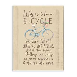 Stupell 'Life Is Like a Bicycle' Icon Inspirational Typography Wall Plaque Art
