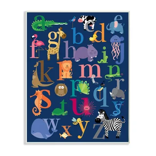 Stupell 'Alphabet Animal Icons' Navy Background Wall Plaque Art
