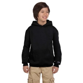 Champion Boys' Black Cotton Fleece Double Dry Action Pullover Hoodie