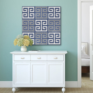 Portfolio Canvas Decor IHD Studio 'Greek Key' Blue/White Canvas Wood Wall Art