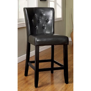Furniture of America Bellasia Black Tufted Leatherette Counter Height Dining Chair (Set of 2)