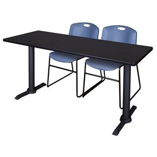 Regency Seating Cain 60-inch x 24-inch Training Table and 2 Zeng Blue Stackable Chairs
