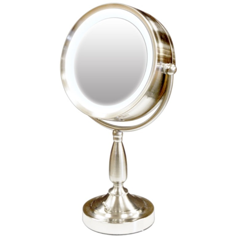 Rotating Double-sided Magnifying Mirror with Flourescent Light and Stand
