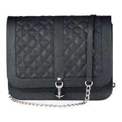 Women's San Diego Hat Company Faux Leather Quilted Crossbody Bag BSB1553 Black