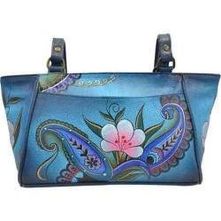 Women's ANNA by Anuschka Hand Painted East-West Small Tote 8052 Denim Paisley Floral