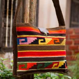 Handcrafted Wool 'Inca Dusk' Shoulder Bag (Peru)