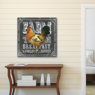 Geoff Allen 'Chalkboard -Rooster Farm Table' Stretched and Wrapped Canvas Print Wall Art