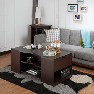 Furniture of America Carleigh Contemporary Walnut Open Storage Coffee Table