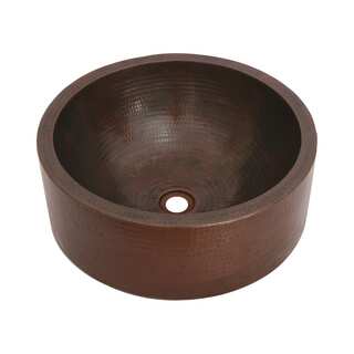 Unikwities Oil-rubbed Bronze Finish Hammered Copper 17-inch Diameter Round Vessel Sink