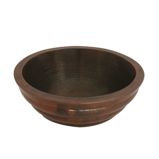 Unikwities Oil-rubbed Bronze Finish Hammered Copper 16-inch Diameter Round Double Wall Vessel Sink