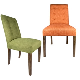 Sole Designs Green/Orange Wood/Fabric Upholstery Dining Chair (Set of 2)