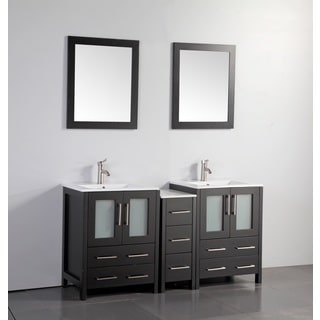 Vanity Art White/Grey Oak/Ceramic 60-inch Double Sink Bathroom Vanity Set