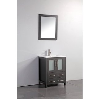 Vanity Art Oak 24-inch Single Sink Ceramic Top Bathroom Vanity Set