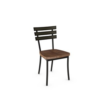 Amisco Stadium Metal Chair With Distressed Wood Seat (Set of 2)