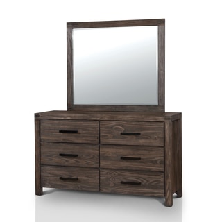 Furniture of America Barrison Transitional 2-piece Dark Grey Wire-Brushed Dresser and Mirror Set