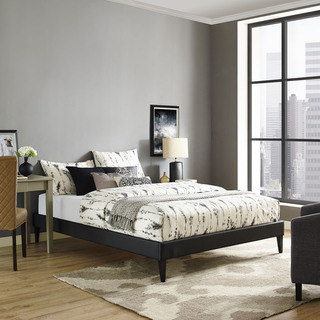 Modway Sharon Black Vinyl Queen Bed with Squared Tapered Legs