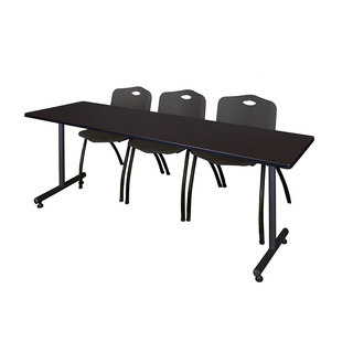 Regency Seating Kobe Black 84-inch Training Table and 3 Stackable Chairs