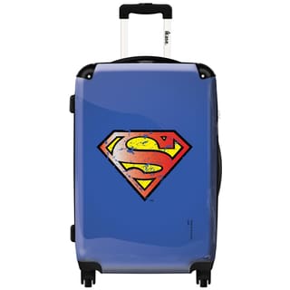 iKase Superman Logo Blue Polycarbonate and Mesh 20-inch Vintage Fashion Hardside Carry-on Spinner Suitcase