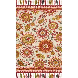 Hand-hooked Lena Floral Paisley Rug (2'3 x 3'9)