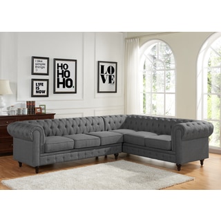 Sophia Modern Style Tufted Rolled Arm Left Facing Chaise Sectional Sofa