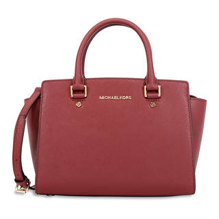 Michael Kors Selma Brick Red Leather Medium Satchel Handbag