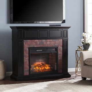 Harper Blvd Kerns Black and Red Faux Brick Infrared Electric Media Fireplace