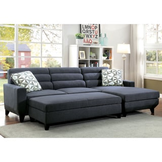 Furniture of America Brixon Contemporary 2-piece Dark Grey Padded Fabric Sectional and Ottoman Set