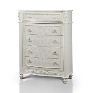 Furniture of America Margie Traditional Elegant Fairy Tale Style 5-drawer White Chest
