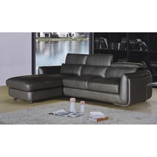 Ron Modern Brown Leather 2-piece Sofa and Chaise Sectional
