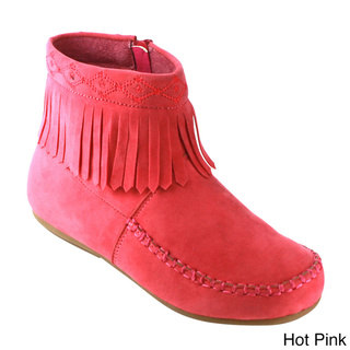 Betani Girls' FE23 Embroidered-fringe Mocassin-style Low-heel Ankle Booties