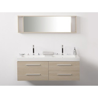 Beliani Malaga Beige Double Sink Bathroom Vanity Set