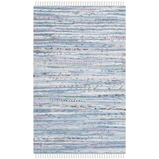 Safavieh Hand-Woven Rag Rug Light Blue / Multicolored Cotton Rug (2' x 3')