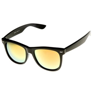 Mechaly Classic Wayfarer Unisex Black Sunglasses with Yellow Mirror Lenses