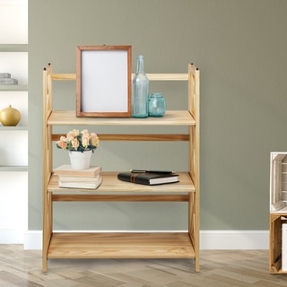 Montego Black/Natural Wood 3-shelf Folding/Stackable Bookcase