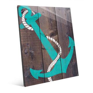 Anchor Teal Wall Art on Glass