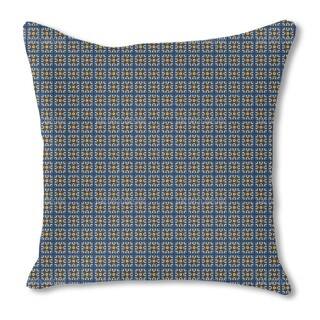 Tiles in Blue and Gold Burlap Pillow Single Sided