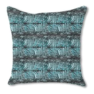 Zebra Fur Blue Burlap Pillow Double Sided