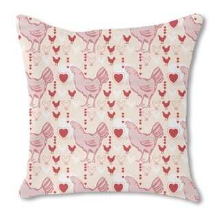 Chicken with Heart Burlap Pillow Double Sided