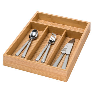 Honey Can Do KCH-01078 Bamboo 4 Compartment Cutlery Tray