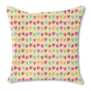 Crocheted Hearts Burlap Pillow Single Sided