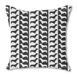 Dachshund Black and White Burlap Pillow Double Sided