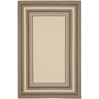 Safavieh Indoor / Outdoor Courtyard Beige / Dark Beige Runner Rug (2' 7 x 5')