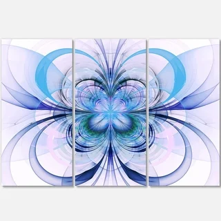 Turquoise Fractal Flower Pattern - Floral Glossy Metal Wall Art - 36Wx28H