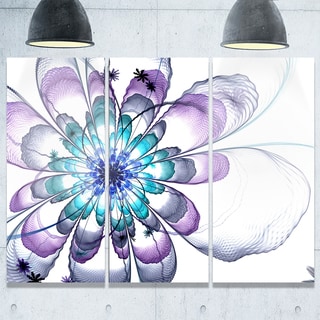 Fractal Flower Light Blue - Floral Glossy Metal Wall Art - 36Wx28H
