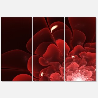 Fractal Flower Clear Red - Floral Glossy Metal Wall Art - 36Wx28H
