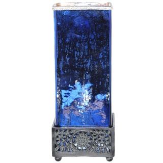 River of Goods Studio Art Mercury Glass and Metal Jeweled Uplight 14.75-inch High Square Table Lamp