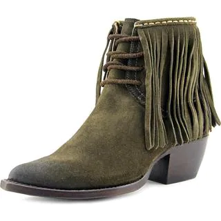 Frye Women's Sacha Fringe Chukka Green Suede Boots (As Is Item)