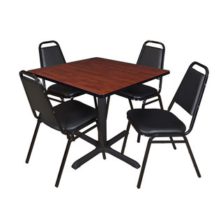 Cain 36-inch Square Breakroom Table with 4 Restaurant Stack Chairs